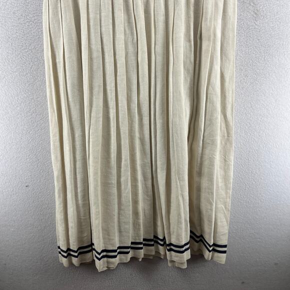 BROOKS BROTHERS Dress 4 Sailor Fit & Flare Pleated Linen Canvas Off White VTG - Picture 5 of 16